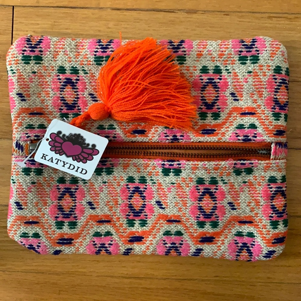 Katydid bohemian crocheted tassel pouch
